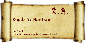 Kupás Mariann névjegykártya