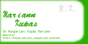 mariann kupas business card