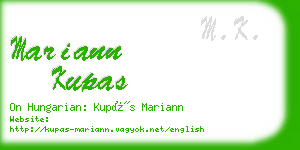 mariann kupas business card